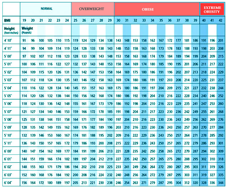 Woman 2016 Bmi Chart